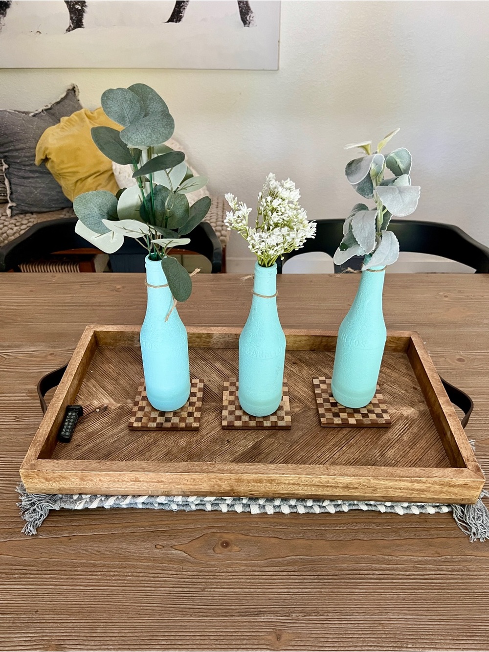 Handmade Faux Stoneware Bottle Centerpiece Set of 3 (Florals Included) - Picture 2 of 7